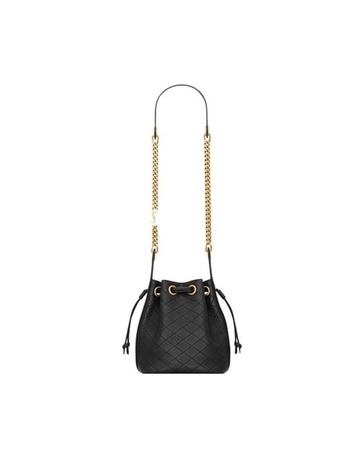 Saint Laurent Black Cassandre Logo Plaque Bucket Bag