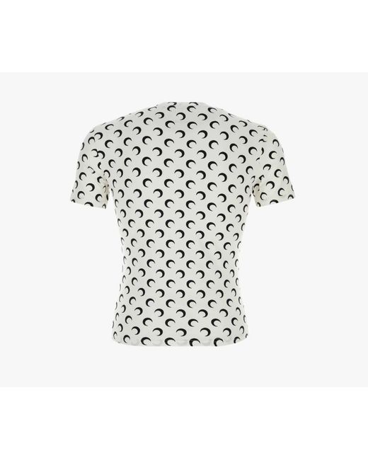 MARINE SERRE White Crescent Print Crewneck T-Shirt