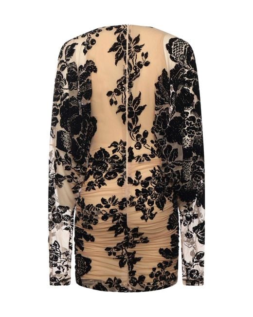 Pinko Black Roulette Lace Detailed Long-Sleeve Dress