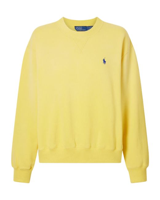 Polo Ralph Lauren Yellow Embroidered Cotton-Blend Fleece Sweatsihrt