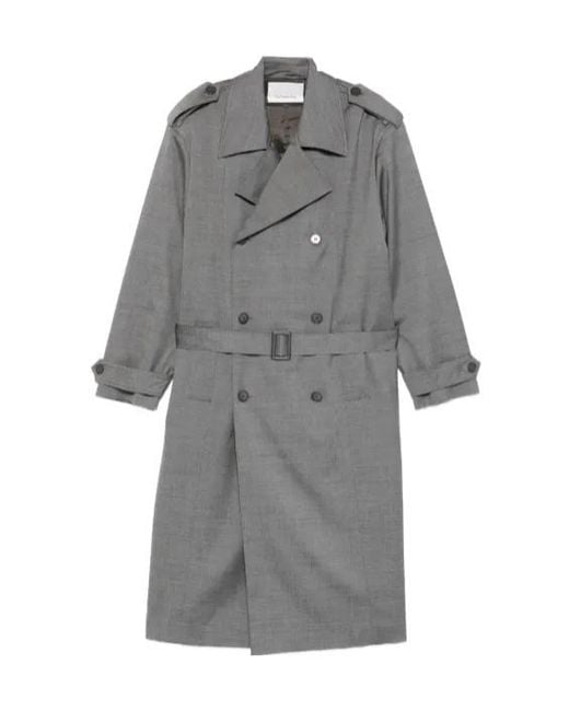 Frankie Shop Gray Double-Breasted Trench Coat
