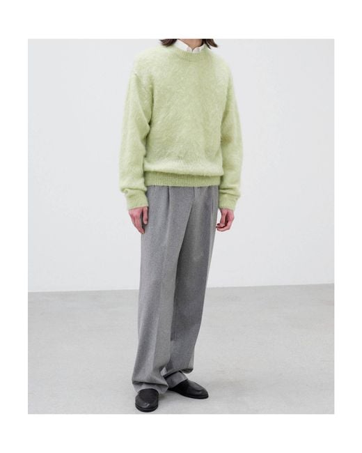 Auralee Green Brushed Knit Jumper for men