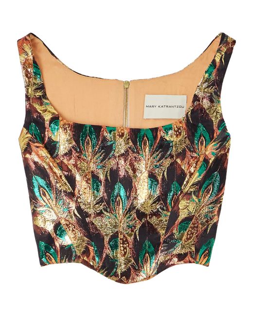 Mary Katrantzou Blue Metallic Jacquard Blouse