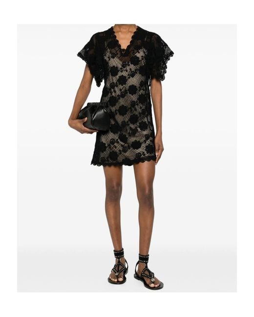 Twinset Black Lace Mini Knitted Dress