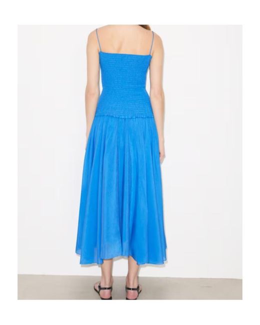Tory Burch Blue Smocked Long Dress