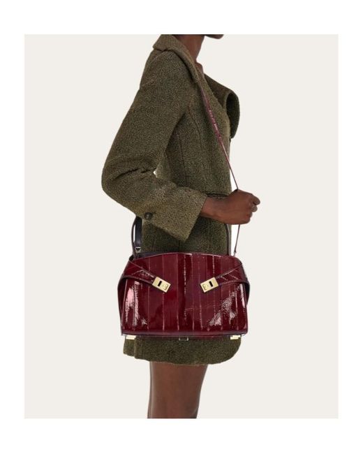 Ferragamo Red Hug Soft Shoulder Bag (M)