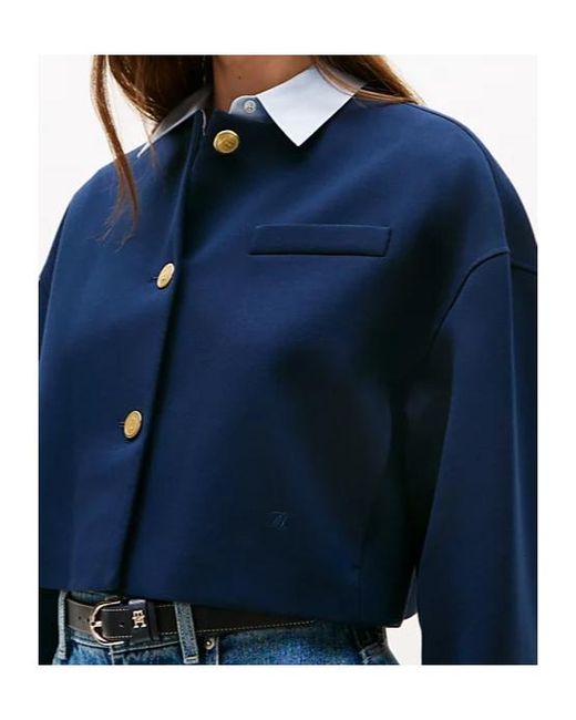 Tommy Hilfiger Blue Cropped Welt-Pocket Jacket