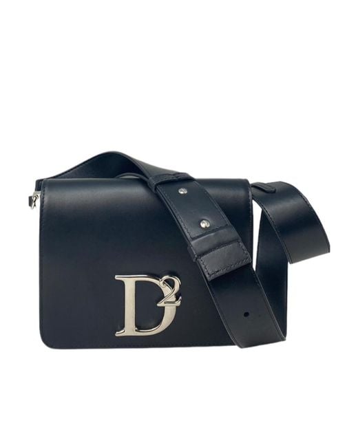 DSquared² Blue Logo Plaque Shoulder Bag