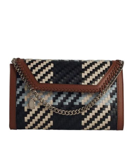 Stella McCartney Black Mini Checked Foldover Crossbody Bag