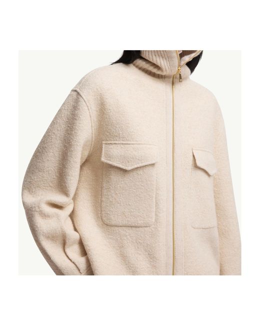 Moncler Natural Logo Patch Zip-Up Shirt
