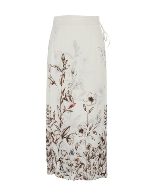 Semicouture White Semi Couture Floral Print Midi Skirt