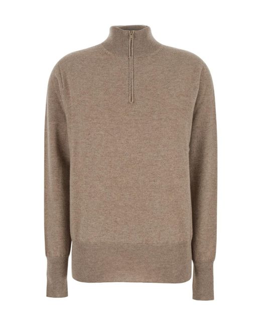 The Row Brown 'Loya' Sweater With High Neck And Front Zip Closure