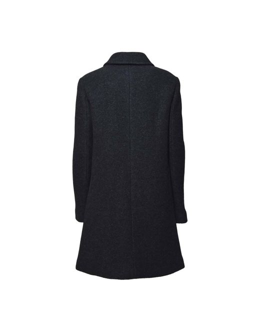 Aspesi Blue Double-Breasted Wool Coat