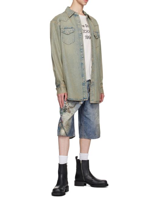 Acne Black Leather Waxed Boots for men