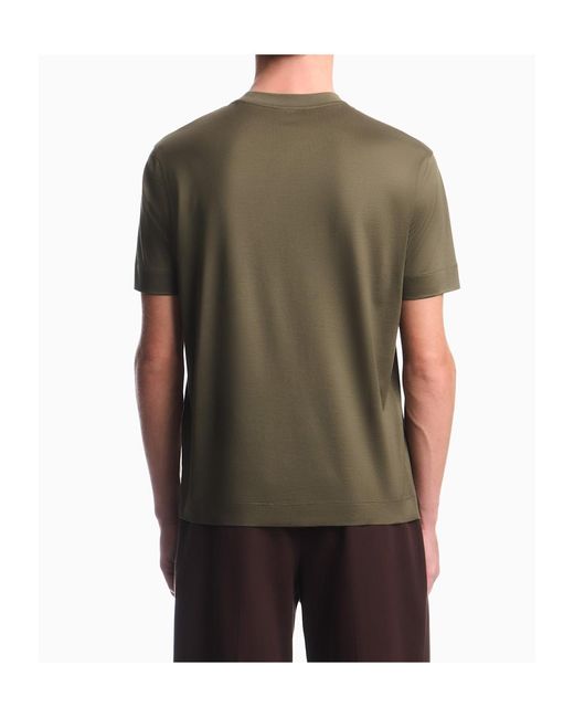 Emporio Armani Green Lyocell Blend Jersey T-Shirt With Graffiti Eagle Logo Print for men