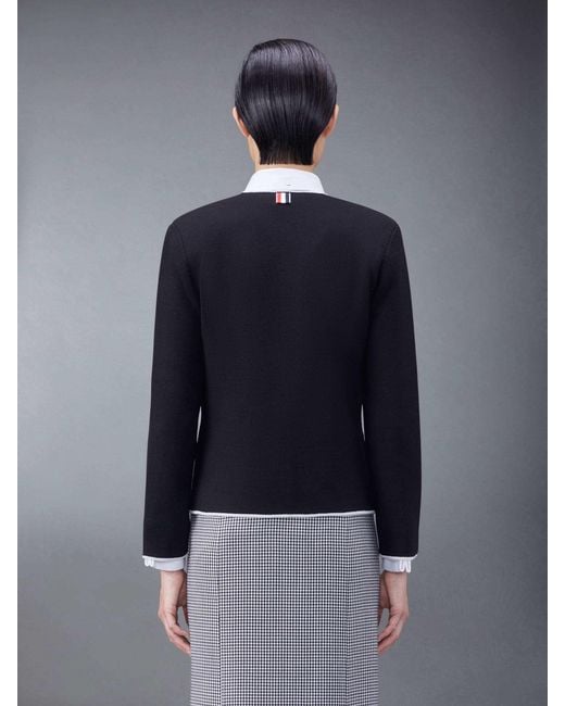 Thom Browne Black Single Breasted Collarless Jacket