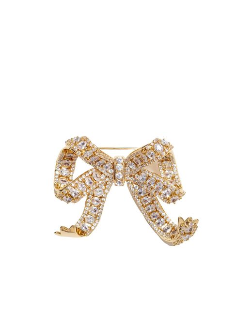 Self-Portrait Metallic Crystal Bow Brooch