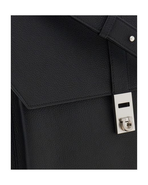 Ferragamo Black Hug Buckle Briefcase for men