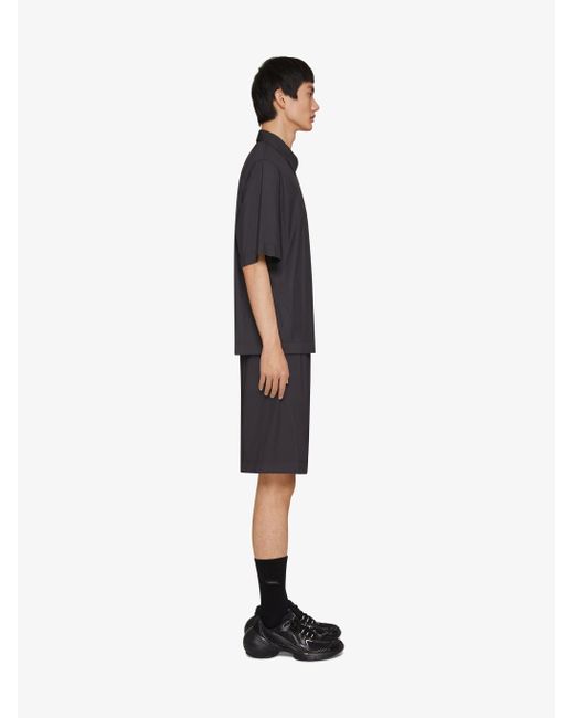 Givenchy Blue Logo Patch Short-Sleeved Shirt for men