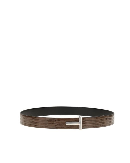 Tom Ford Brown Reversible T Icon Belt for men