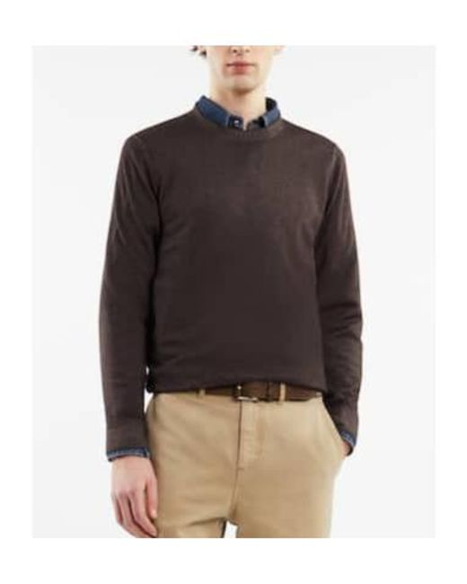 Fay Brown Logo-Embroidered Crewneck Jumper for men
