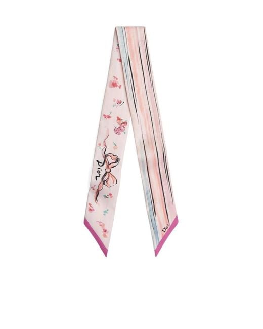 Dior Pink Iviera Floral Portrait Mitzah Scarf