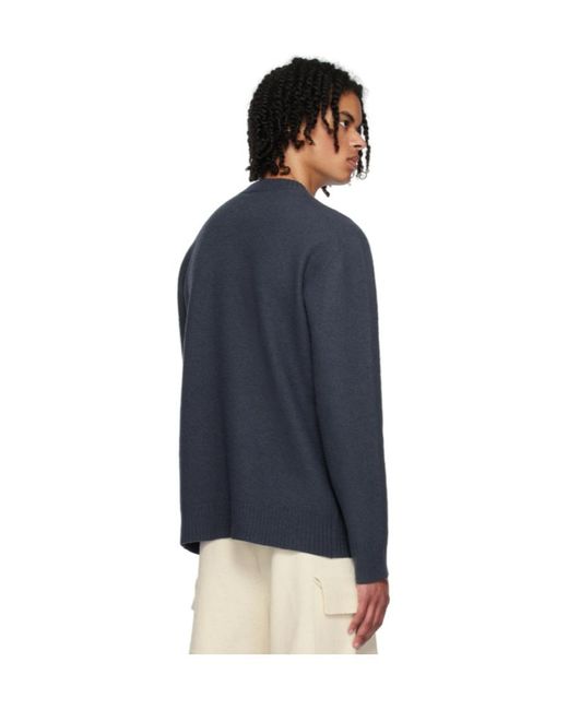 Jil Sander Blue Mock Neck Knitted Jumper for men