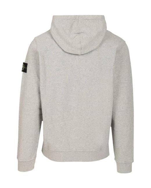 Stone Island Gray Logo Patch Drawstring Hoodie for men
