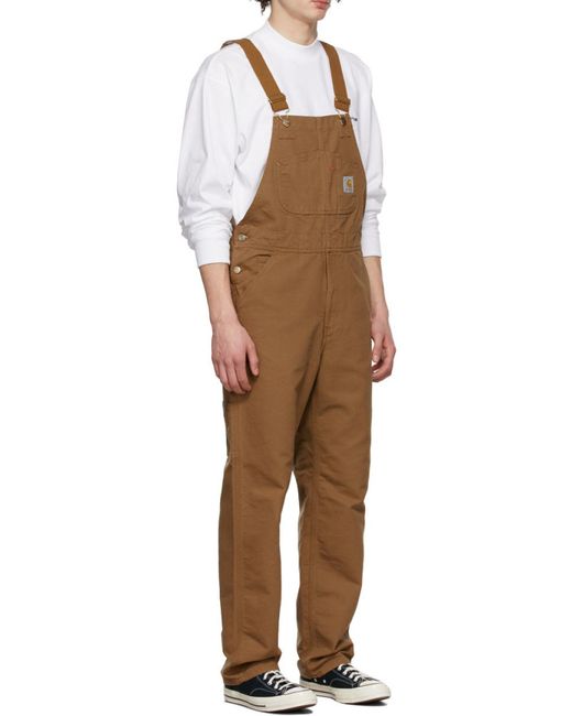 Carhartt Brown Logo-Patch Straight-Leg Dungarees for men