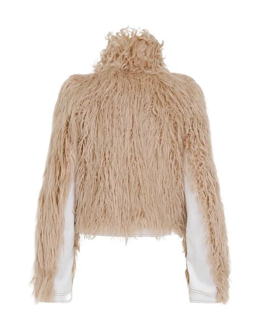 Dries Van Noten Natural Vangel Faux Fur Coats