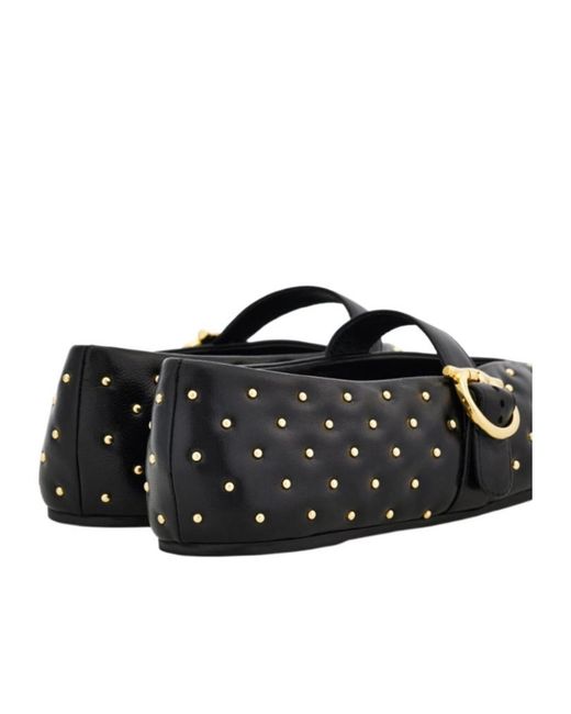 Ferragamo Black Studded Gancini Buckle Ballet Flat