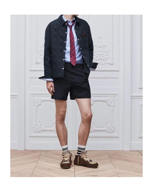 Dior Blue Cannage Overshirt With Leather Patch for men