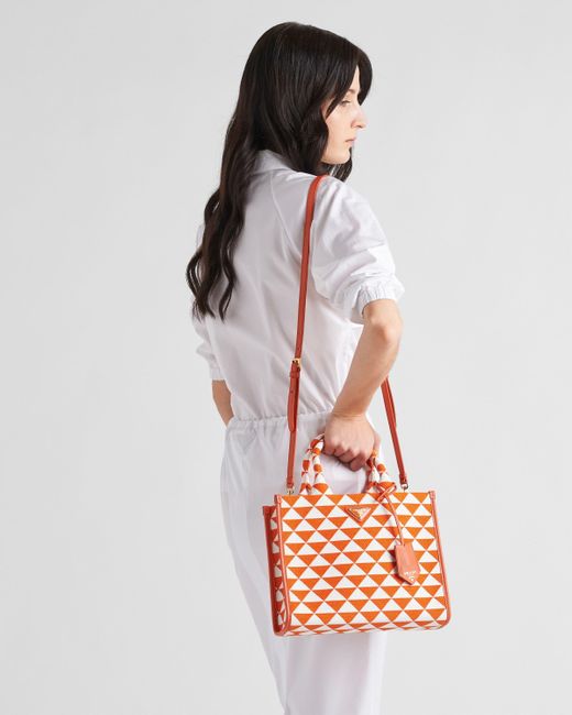 Prada Orange Symbole Small Top Handle Bag