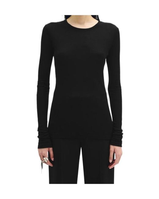 Ann Demeulemeester Black Fiene Long-Sleeve Ribbed Top