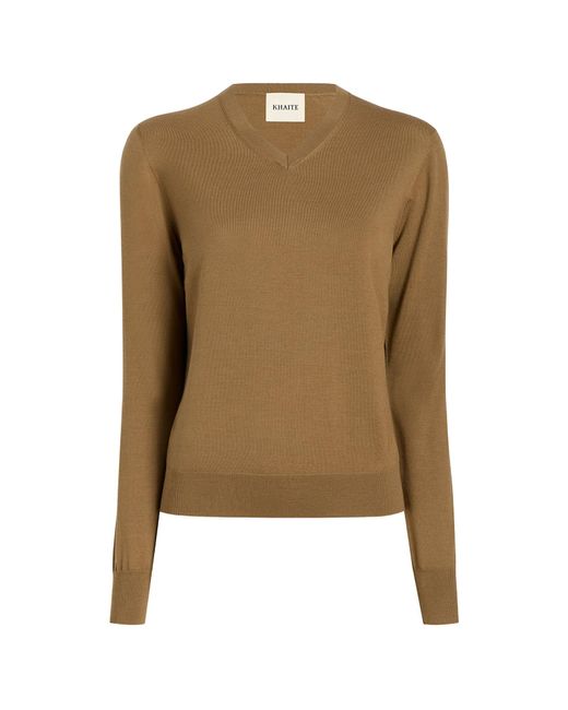 Khaite Green Senta V-Neck Long Sleeved Top