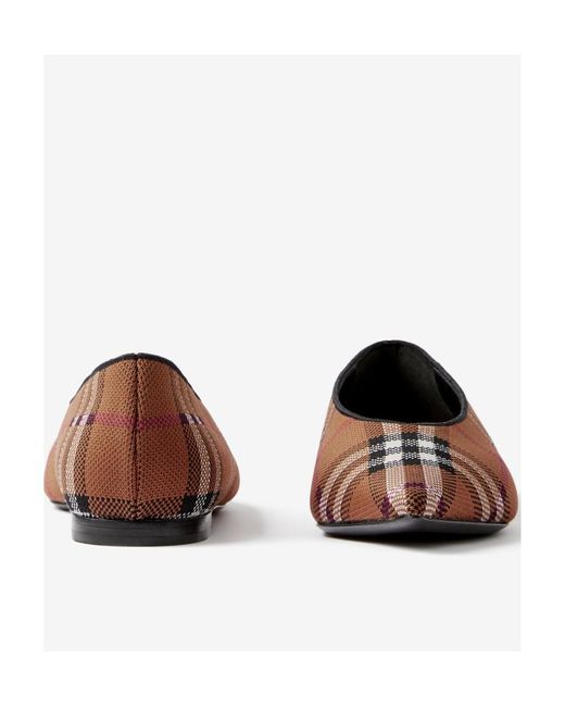Burberry Brown Vintage-Check Pointed-Toe Ballerina Shoes