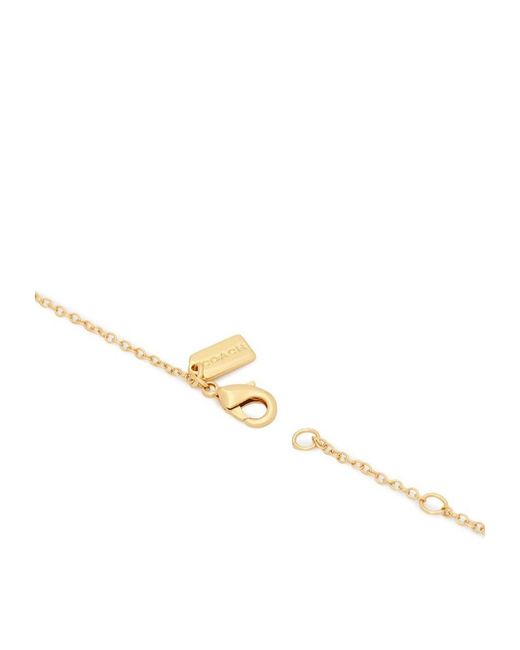 COACH Metallic Crystal-Rings Necklace