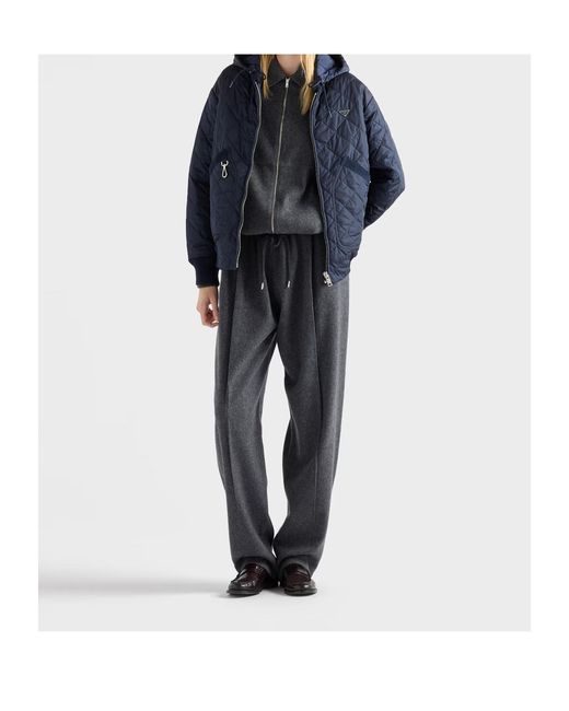 Prada Blue Zipped Hooded Jacket