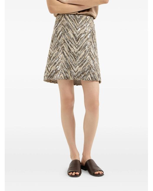 Brunello Cucinelli Multicolor Chevron Embelished Mini Skirt
