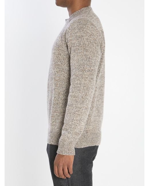 Barena Gray Speckled Crew-Neck Wool Sweater for men