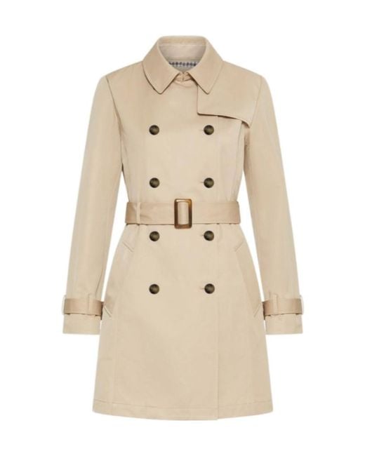 Marella Natural Double-Breasted Technical Cotton Trench Coat