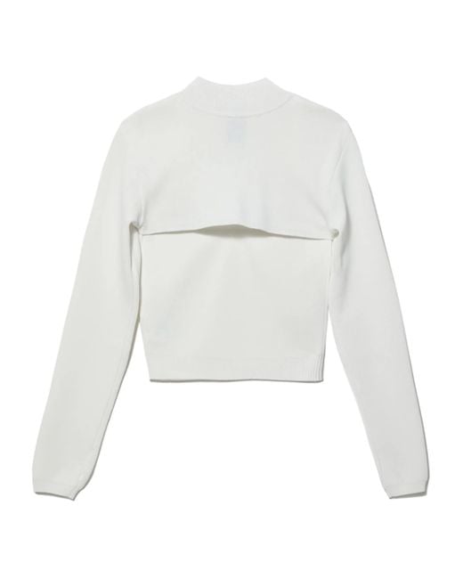 Juun.J White Turtleneck Zip-Up Sweater