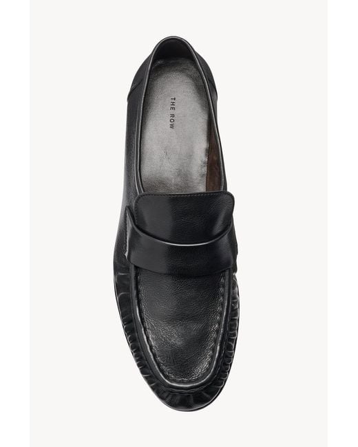 The Row Black Pleated Penny Flat Shoes