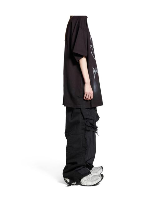 Balenciaga Black Bb Logo Printed Large Fit T-Shirt for men