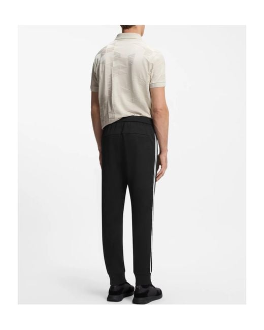 Boss Black Triangle-Jacquard Tracksuit Bottoms With Rubberised Logo for men