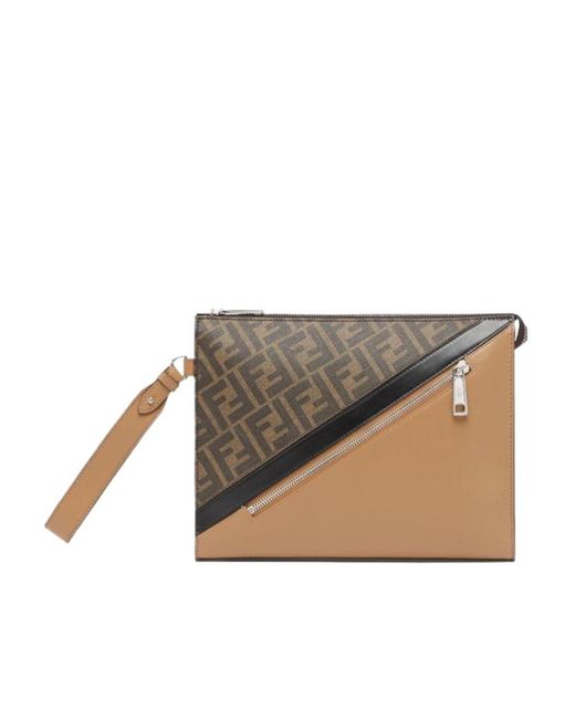 Fendi Multicolor Logo Monogram Zipped Clutch Bag for men
