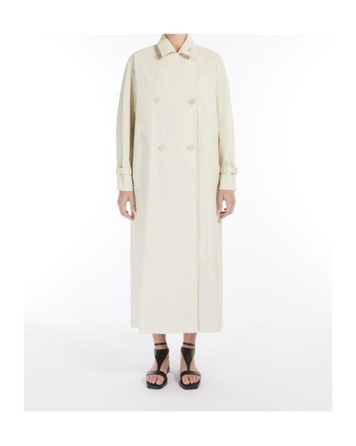 Max Mara White Ronco Belted Button-Up Trench Coat