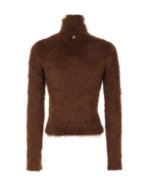 Dondup Brown Brushed-Effect Roll-Neck Sweater