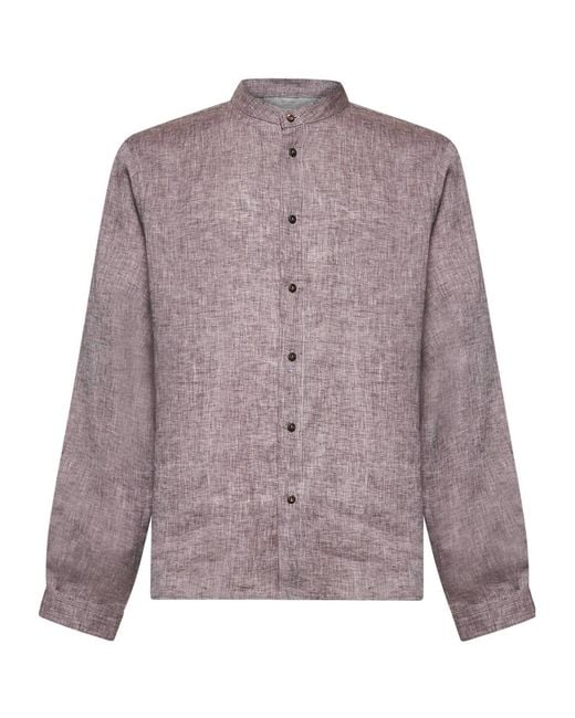 Brunello Cucinelli Purple Buttoned Shirt for men