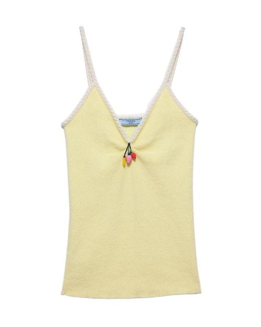 Prada Yellow Cotton Bouclé Top
